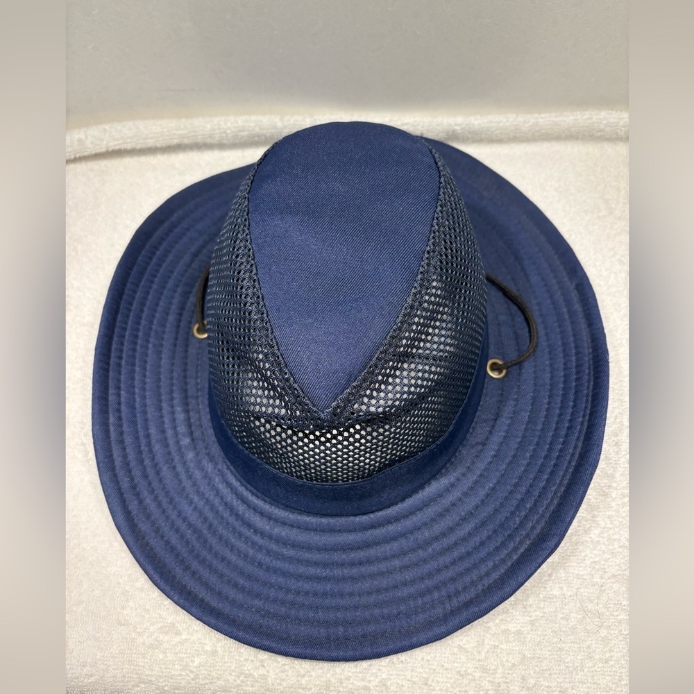 Navy Blue Yafeng Navy Mesh Unisex Cowboy Hat with Chin Strap